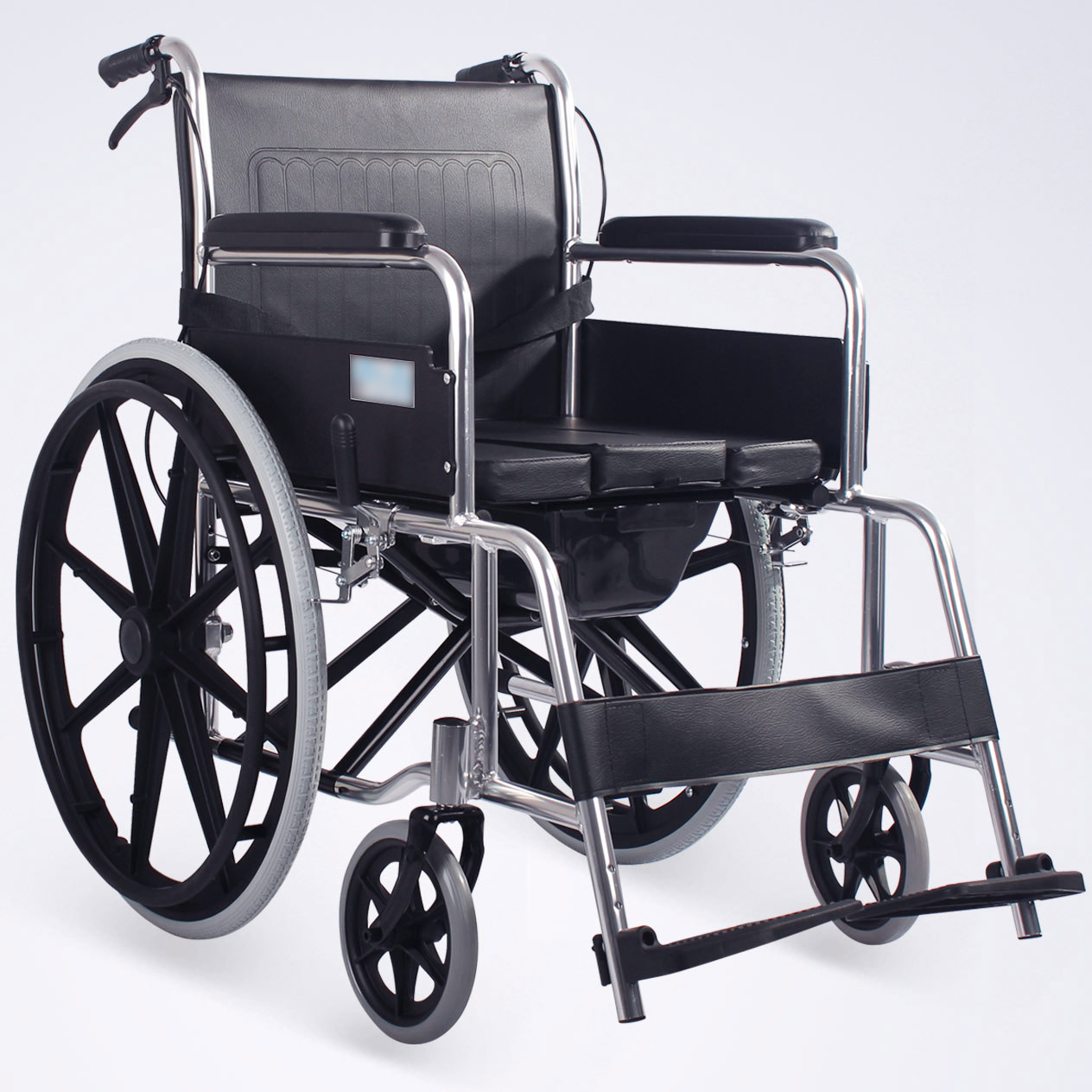 24大轮子铝合金实心免充气轮椅   可折叠   坐便椅轮椅